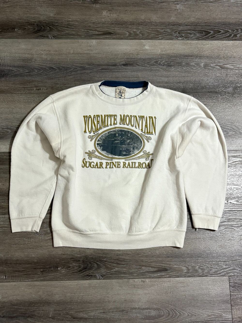 Vintage 90s Yosemite Mountain Logo Double Neck Crewneck Nature Y2K - Men’s Large